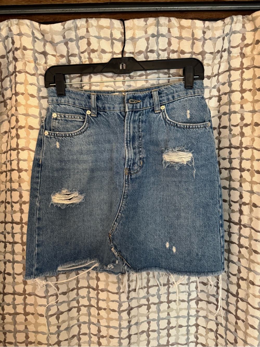 We The Free Distressed Denim Mini Skirt - Blue